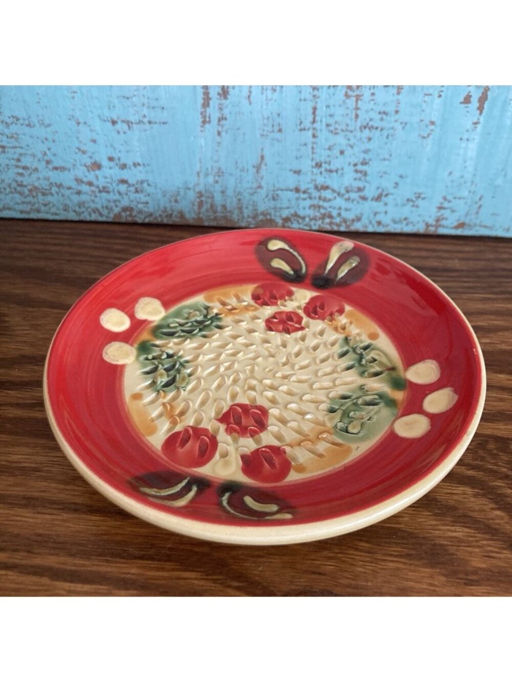 Vtg 1980 RUPI, Handmade And Handpainted 4.75" Garlic Grater Plate From Spain